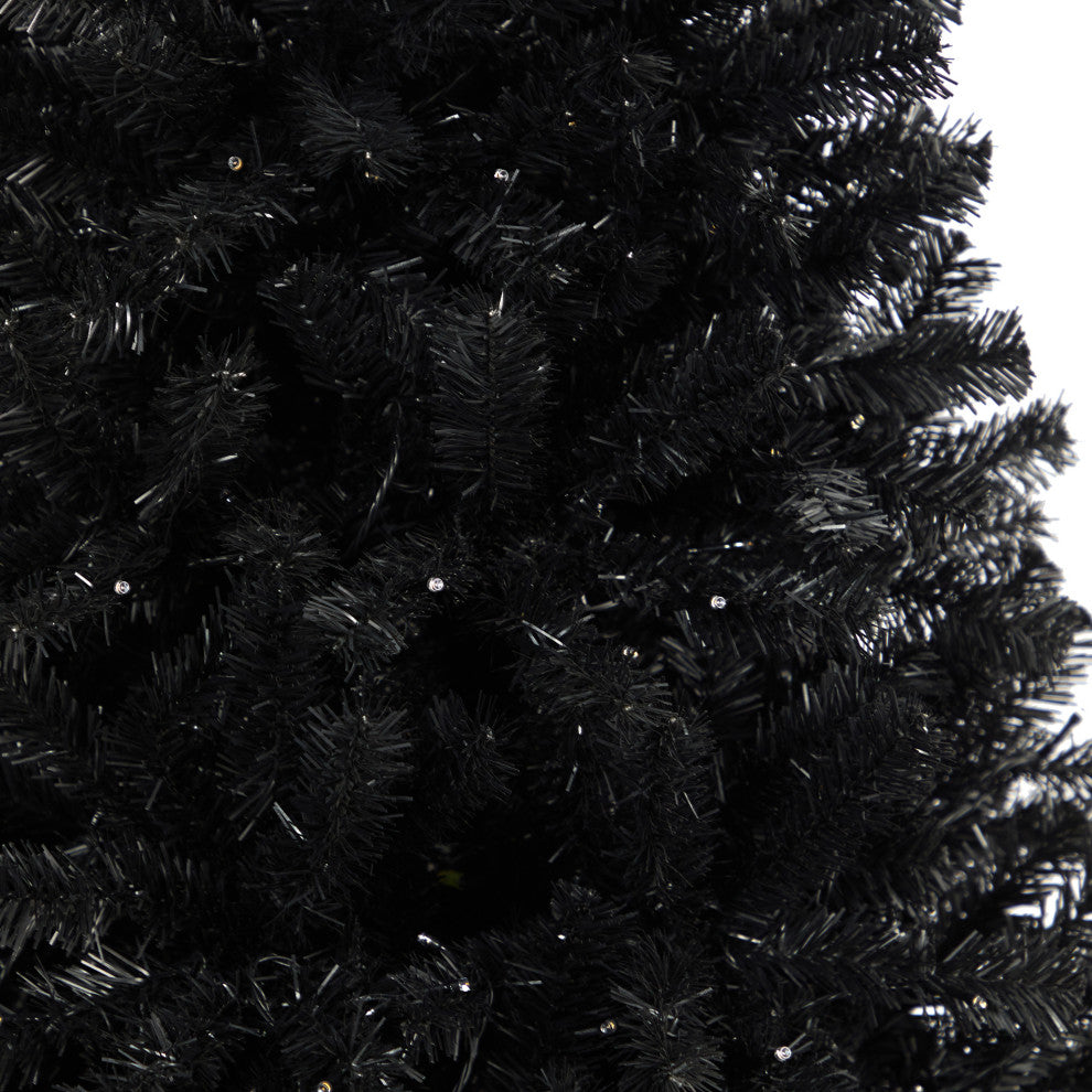 6' Black Artificial Christmas Tree With 400 Clear LED Lights and 1036 Tips
