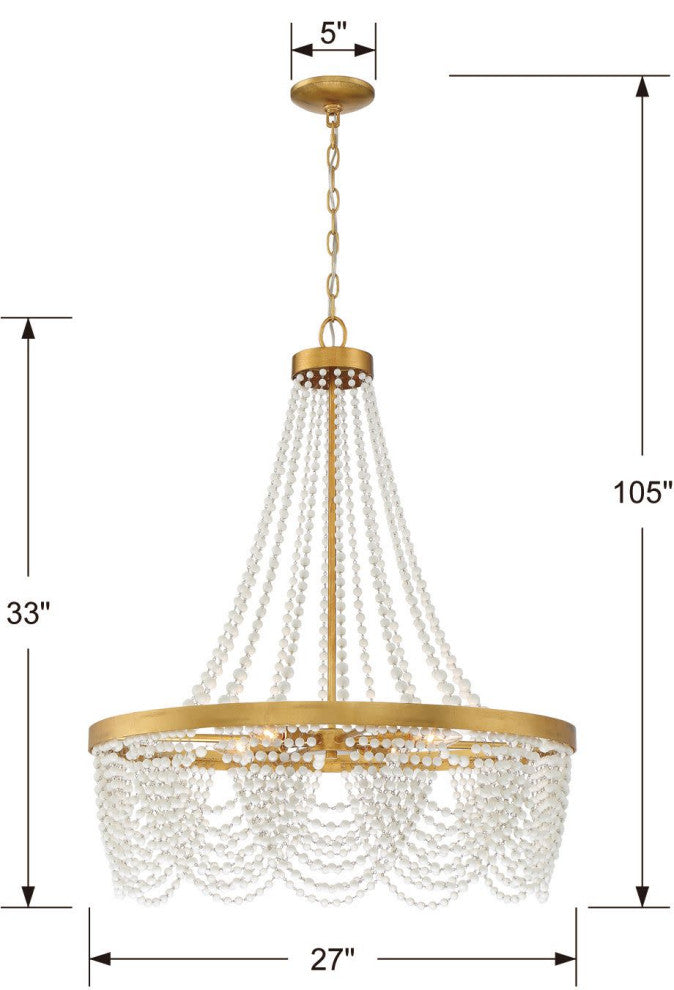 Crystorama Lighting Group FIO-A9104-WH Fiona 4 Light 27"W Beaded - Antique Gold