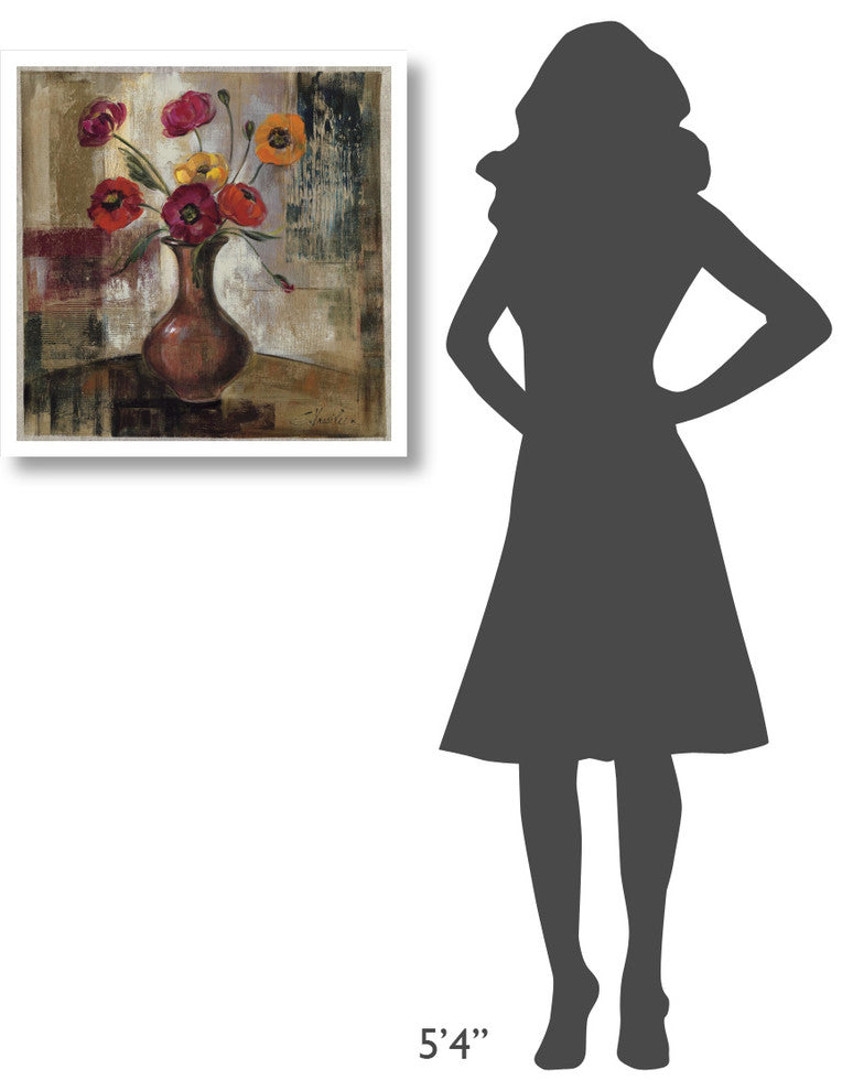 "Poppies in a Copper Vase II" Digital Paper Print by Silvia Vassileva, 26"x26"
