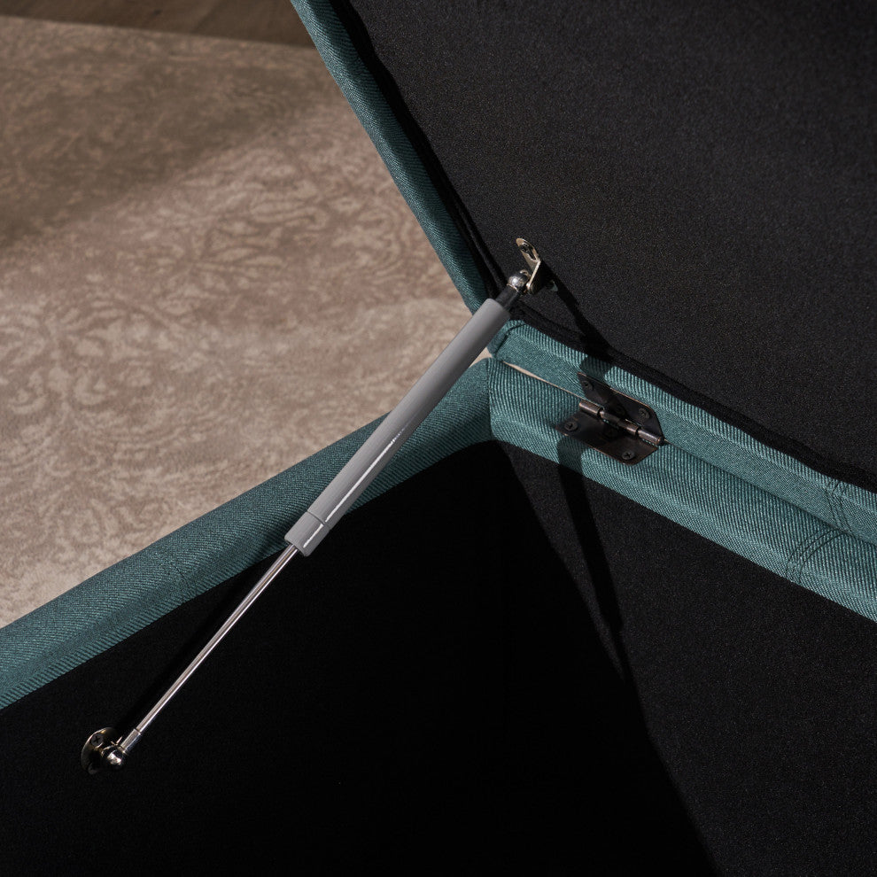 GDF Studio Carlyle Fabric Storage Ottoman, Dark Teal Fabric