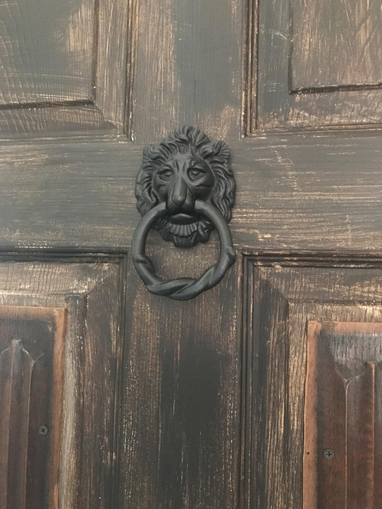 Lion Head Design Front Door Knocker Matte Finish 6" H x 3-3/4" W Gate Knocker