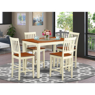 5 Pc Counter Height Set -Pub Table And 4 Bar Stools With Backs