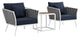 Stance 3 Piece Outdoor Patio Aluminum Sectional Sofa Set, White Navy