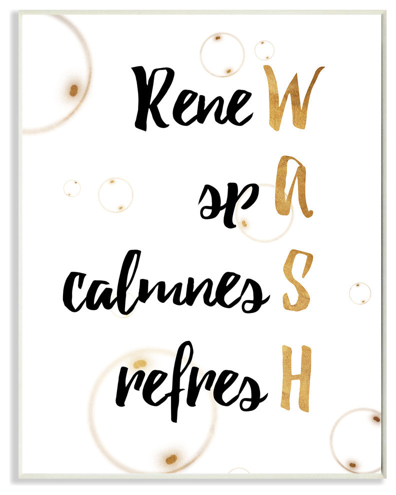 "Gold Wash Acronym Bathroom" Wall Plaque Art