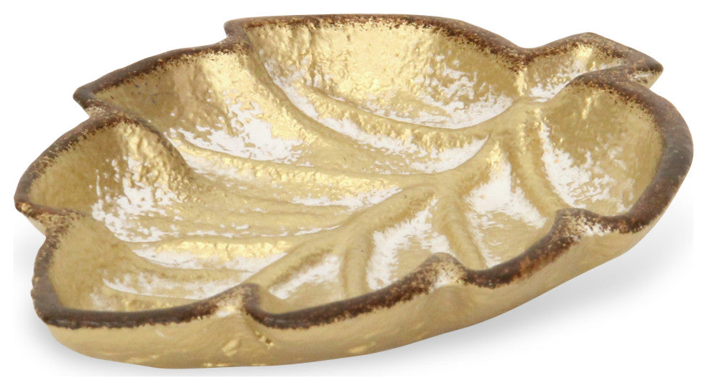 Adriano Golden Cast Iron Leaf Dish Decor