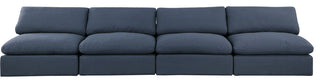 Comfy Upholstered Modular Sofa, Navy, 4-Piece: 4 Armless Chair, Linen Textured Fabric