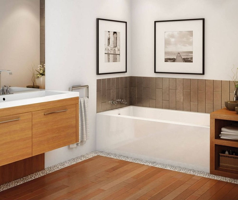 MAAX Rubix Rectangular Acrylic Soaking Bathtub with Right Hand Drain, White