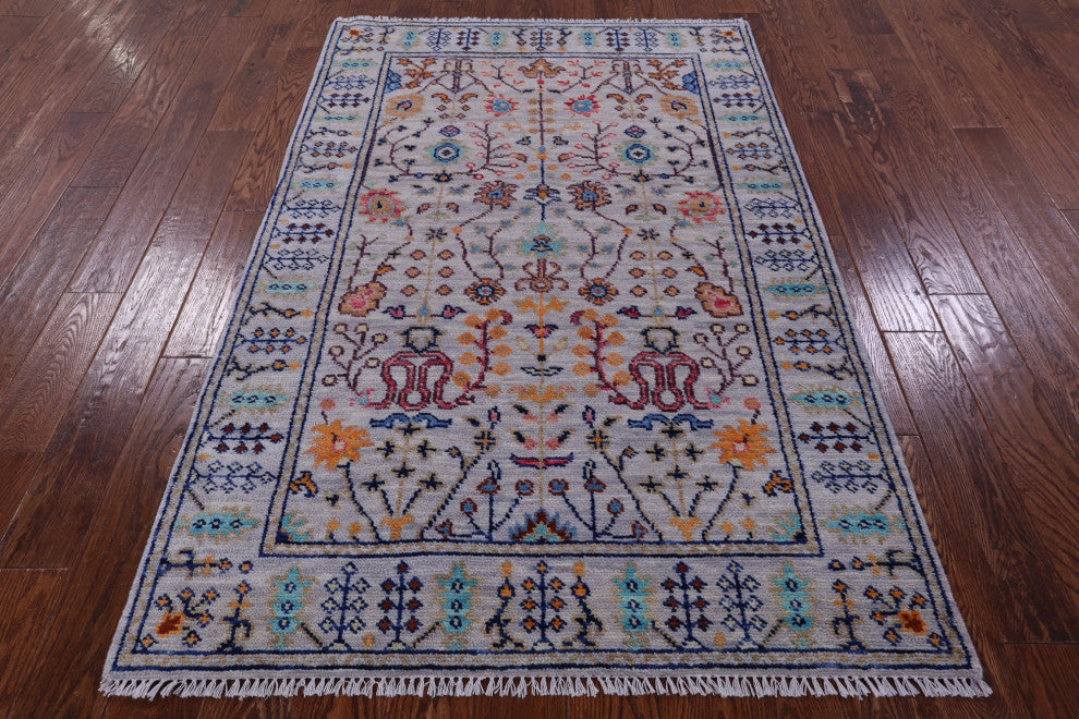 4' 1" X 6' 3" Hand Knotted Turkish Oushak Rug - Q15346