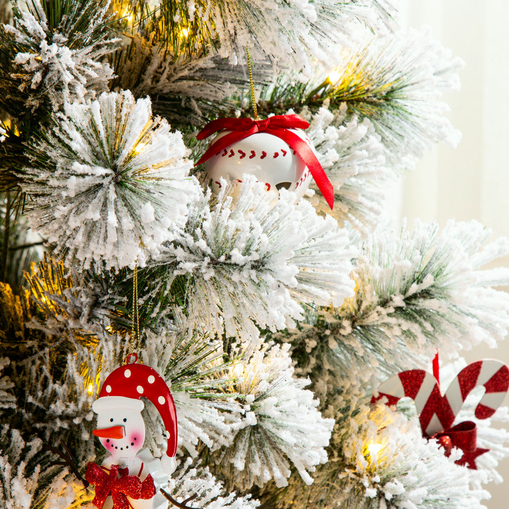 6ft Pre-Lit Flocked Pencil Pine Artificial Christmas Tree With 300 Warm Lights