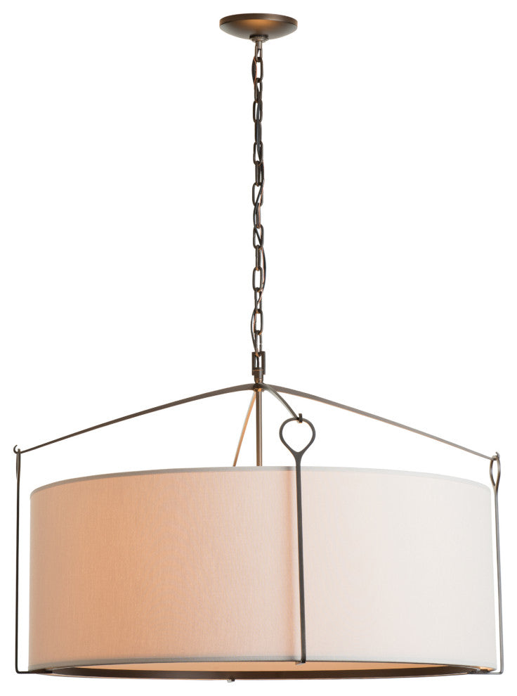 Bow Large Pendant, Dark Smoke Finish, Flax Shade