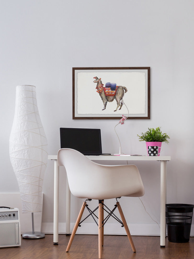 "Pack Llama" Framed Painting Print, 24"x16"