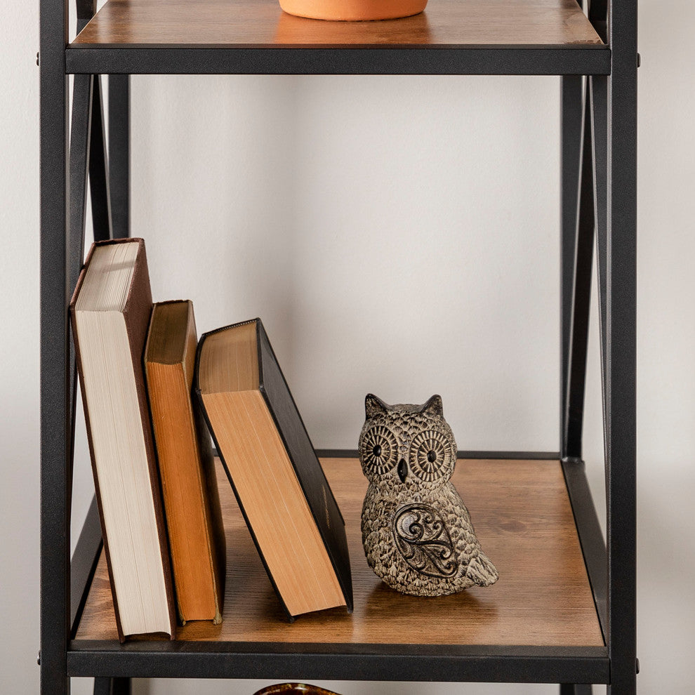 61" Metal X Wood Bookshelf - Barnwood