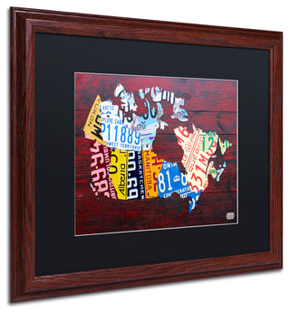 "Canada License Plate Map" Matted Framed Canvas Art by Design Turnpike