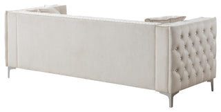 Paige Tufted Velvet Sofa, Ivory