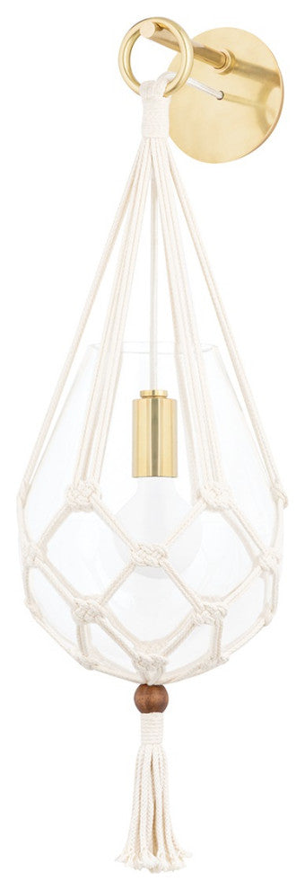 Tessa 1 Light Wall Sconce, Aged Brass, Clear
