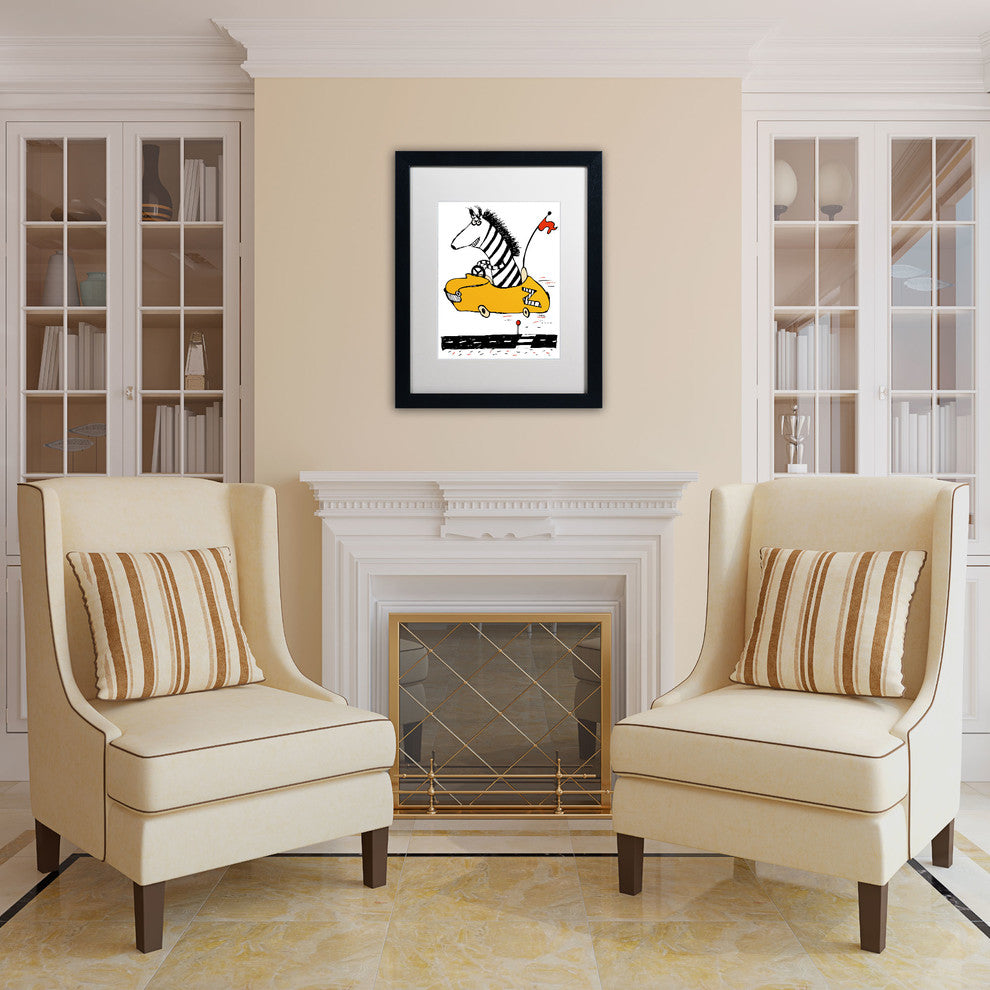 'Zippy Zebra' Matted Framed Canvas Art by Carla Martell
