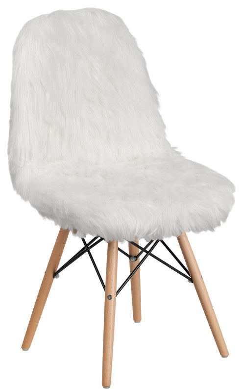 Shaggy Dog White Accent Chair