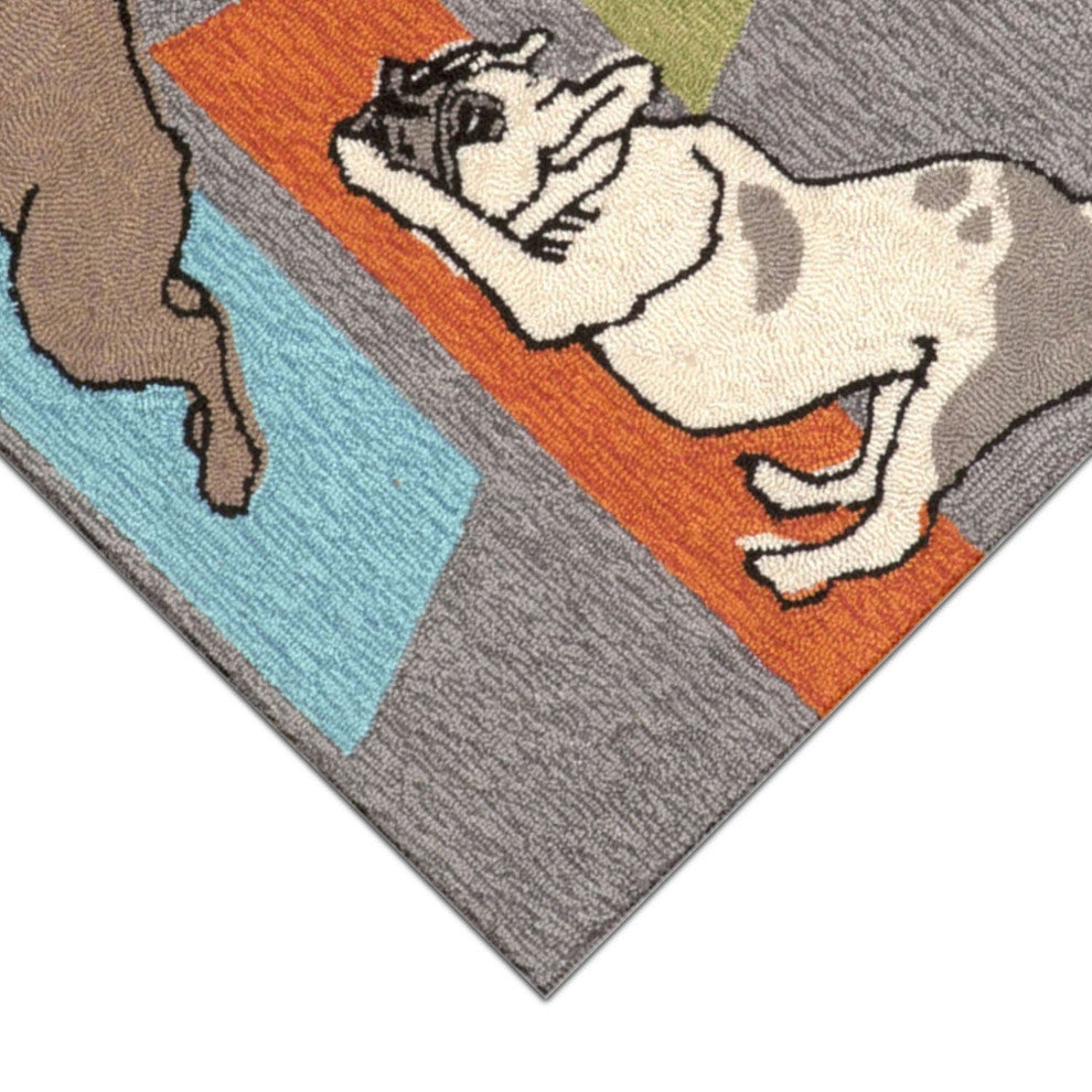 Frontporch Yoga Dogs Indoor/Outdoor Rug Heather 2'6x4'
