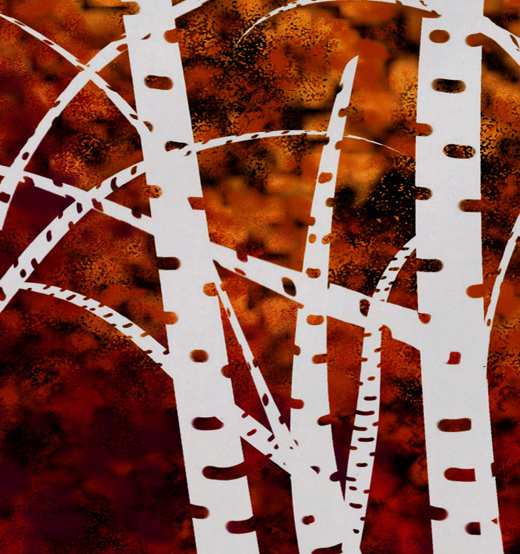 Birch Trees Floral Print Placemat, Set of 4, Black
