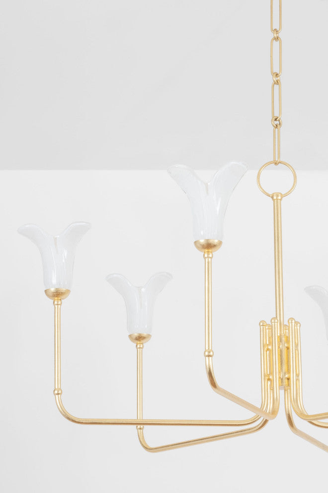Montclair 40" Wide 6-Light Vintage Gold Leaf Chandelier