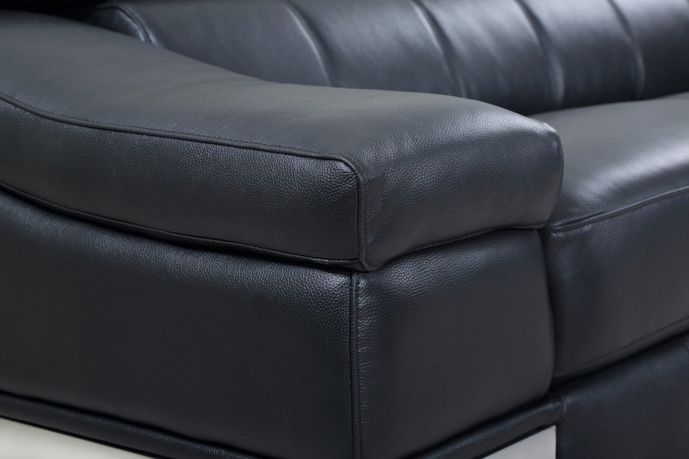 Milan Contemporary Genuine Italian Leather Sofa Black