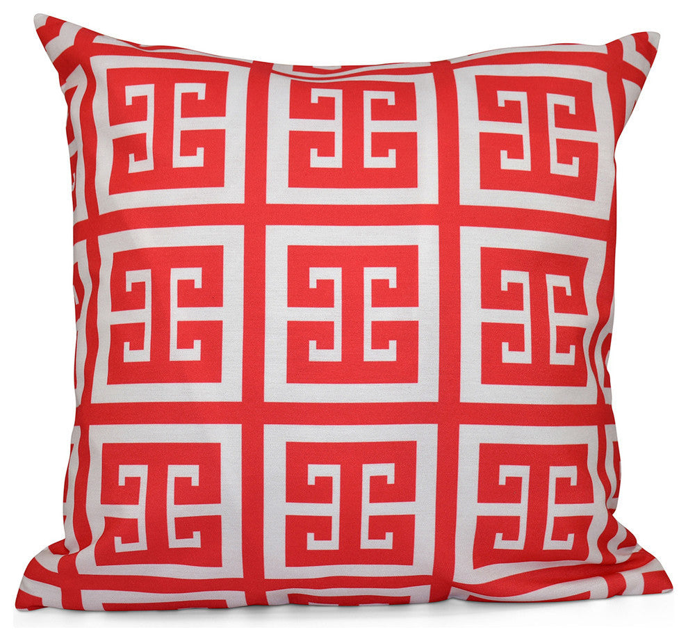 Geometric Decorative Pillow, Coral, 20"x20"