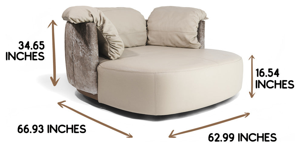 Leather Swivel Love Chair, Taupe