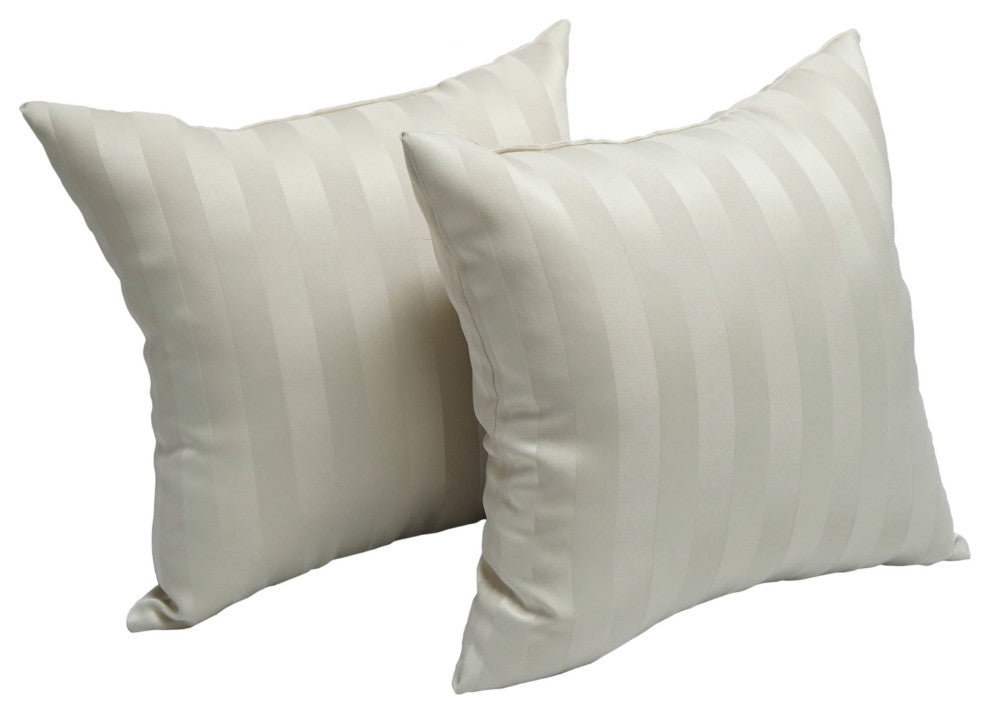 17" Jacquard Throw Pillows With Inserts, Set of 2, Shimmer Cream
