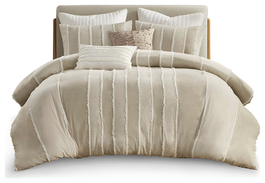 INK+IVY Shay 3 Piece Striped Cotton Duvet Cover Set