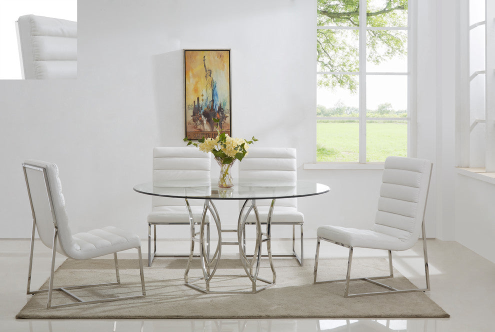 Luna 60" Round Dining Table, Silver