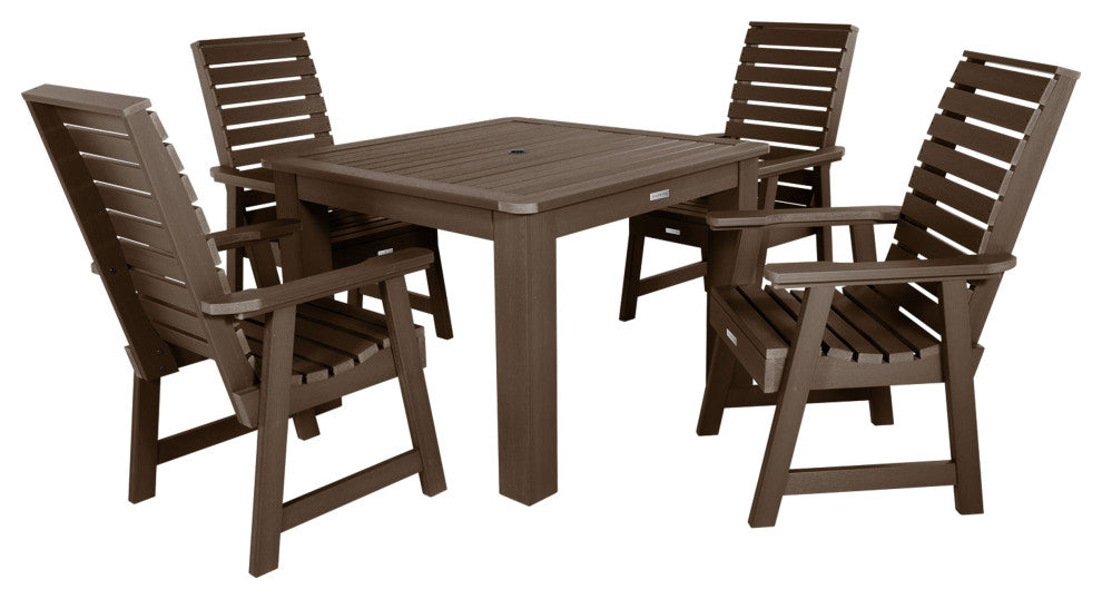Weatherly 5-Piece Square Dining Set, Weathered Acorn