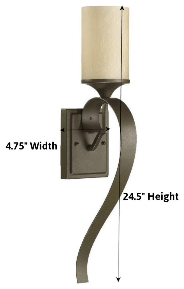 Atwood 1-Light Wall Sconce 24"h, Oiled Bronze, Amber Scavo Glass Shade