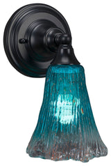 1-Light Wall Sconce, Matte Black/Teal Crystal
