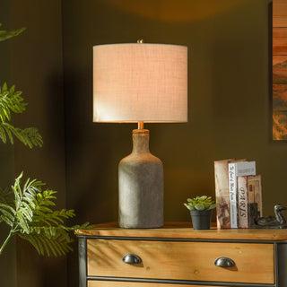 Olney, Textured Concrete Table Lamp with Drum Shade, Multi-Color Dark Gray