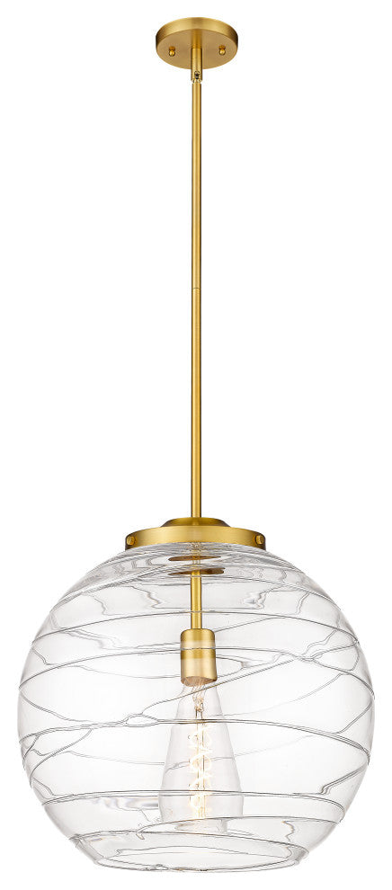 Deco Swirl Pendant, Satin Gold, Clear Deco Swirl, Clear Deco Swirl