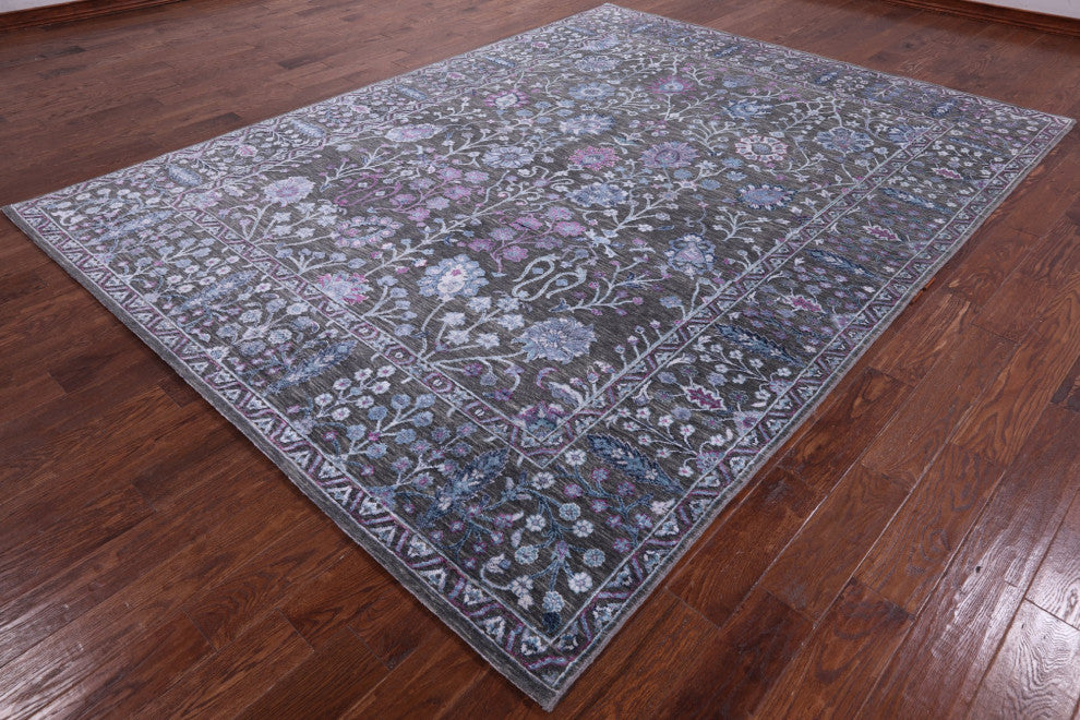 Persian Wool and Silk Hand Knotted Rug 8' 0" X 10' 10" Q6941