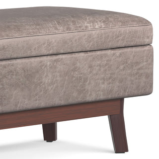 Owen Rectangular Storage Ottoman, Distressed Gray Taupe Faux Air Leather