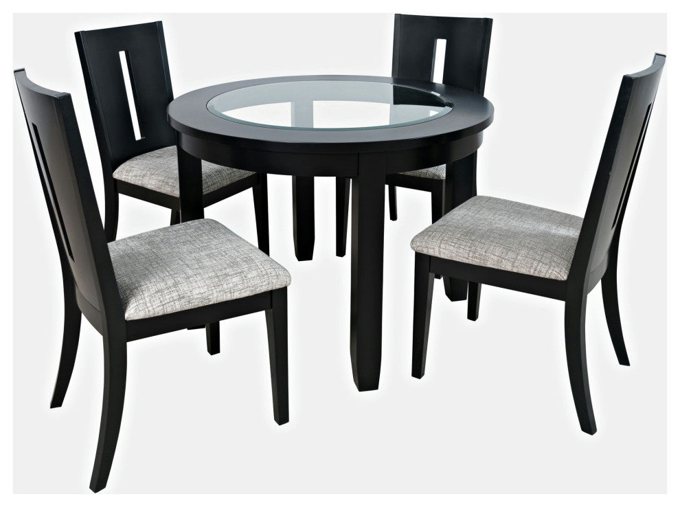 Urban Icon 42" Round Five-Piece Dining Set with Upholstered Chairs - Black
