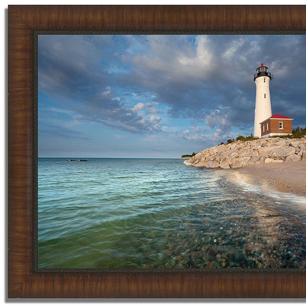 42" White Light House With Ocean 4 Framed Wall Art