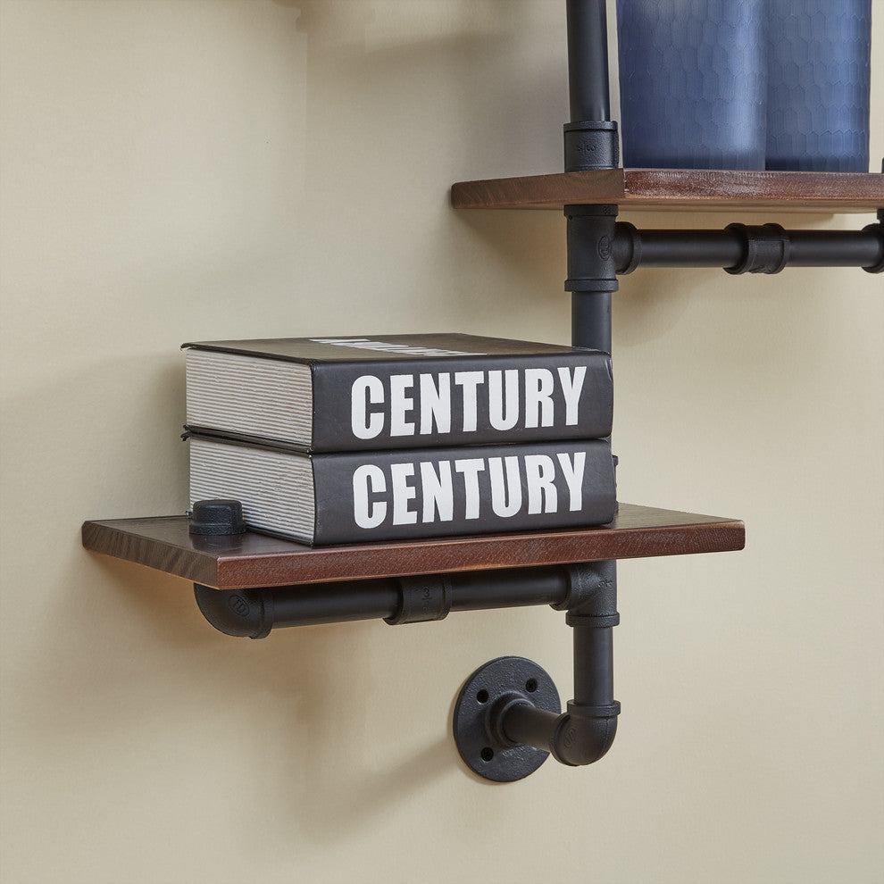 3-Tier Industrial Wall Pipe Shelving Unit