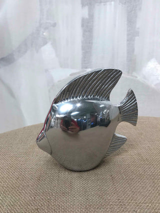 Fish Figurine Sculpture, Shiny Aluminum