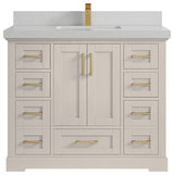 Boston 42" Single Sink Bath Vanity in Fine Grain 2" Carrara Quartz
