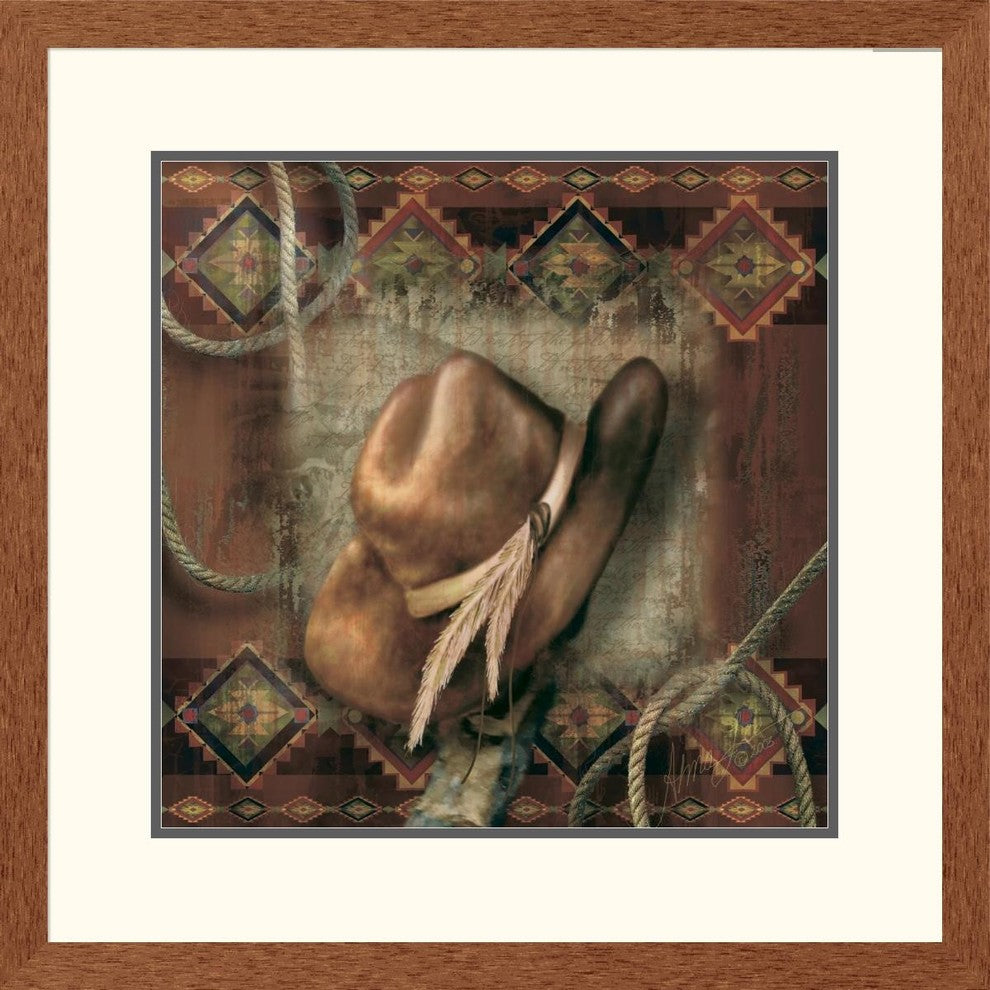 "Western Cowboy Hat" Framed Digital Print by Alma Lee, 27x27"