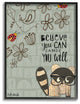 Believe You Can Floral Pattern Raccoon with Glasses Framed Giclee, 16"x20"