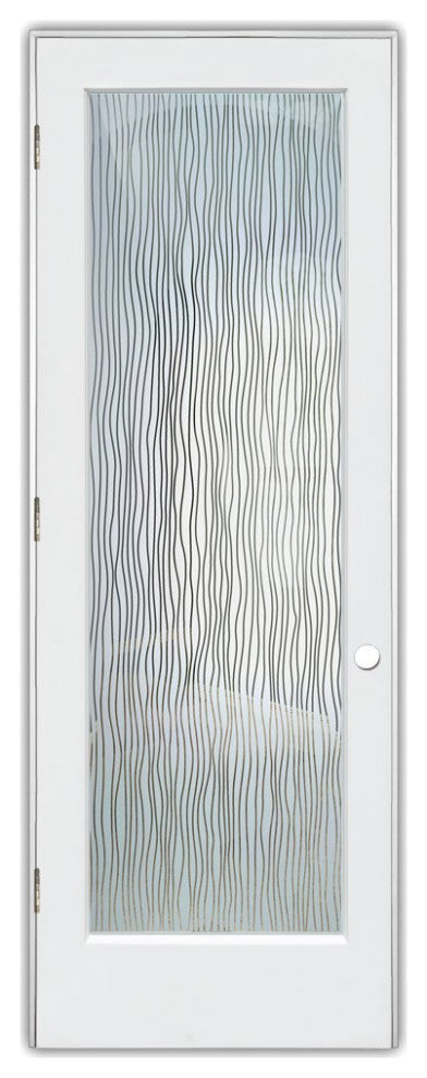 Interior Prehung Door or Interior Slab Door - Water Trails - Primed - 28" x...