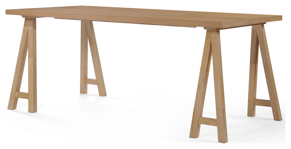 Anakin Mid-Century Modern 7-Piece Dining Set, Light Beige/Natural Oak