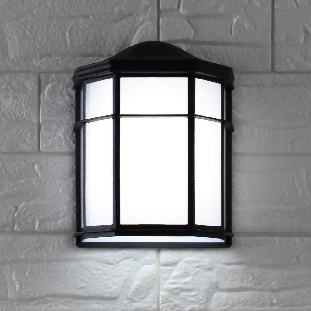 Henry 7.75" Outdoor Frosted Acrylic/Metal Integrated LED Sconce, Black/White