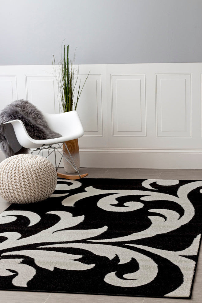Metro Floral Rug Black 3' 3'' X 4' 7''