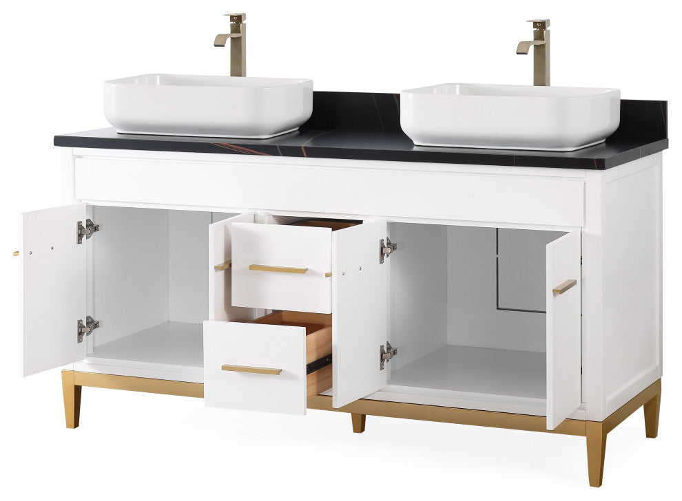 60" Tennant Brand White Beatrice Double Sink Vanity
