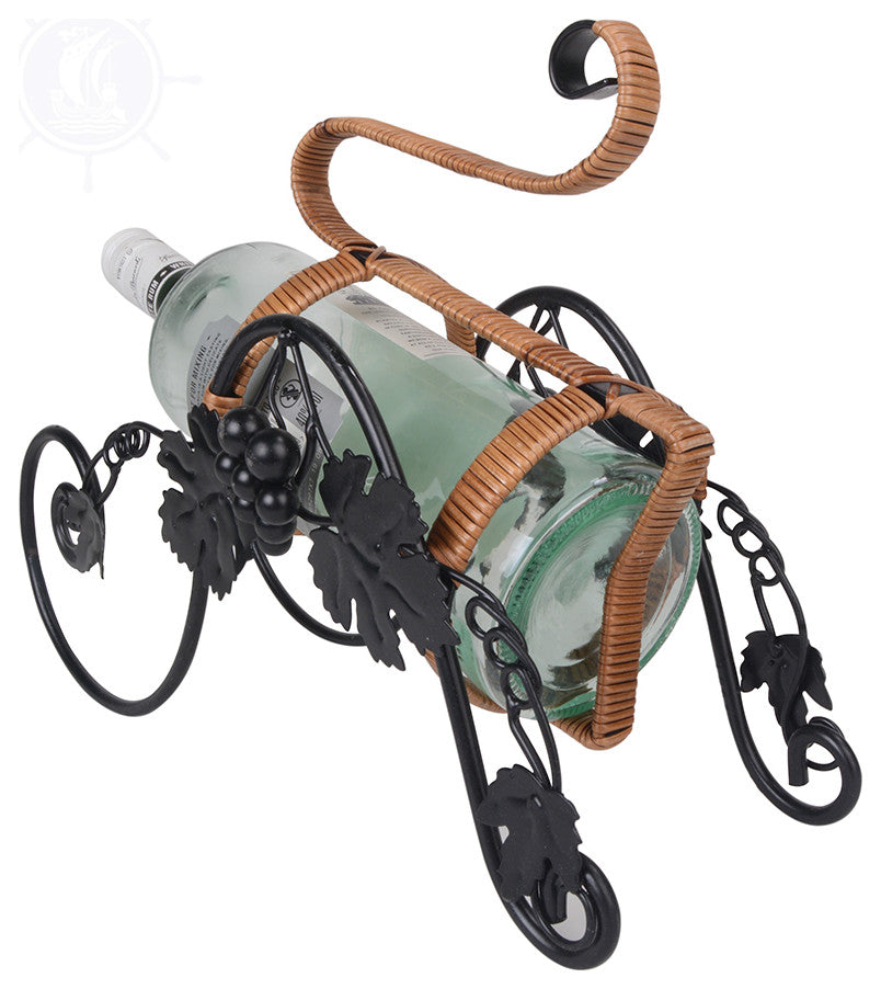 On the Vine Embellished Metal Carriage Wine Holder